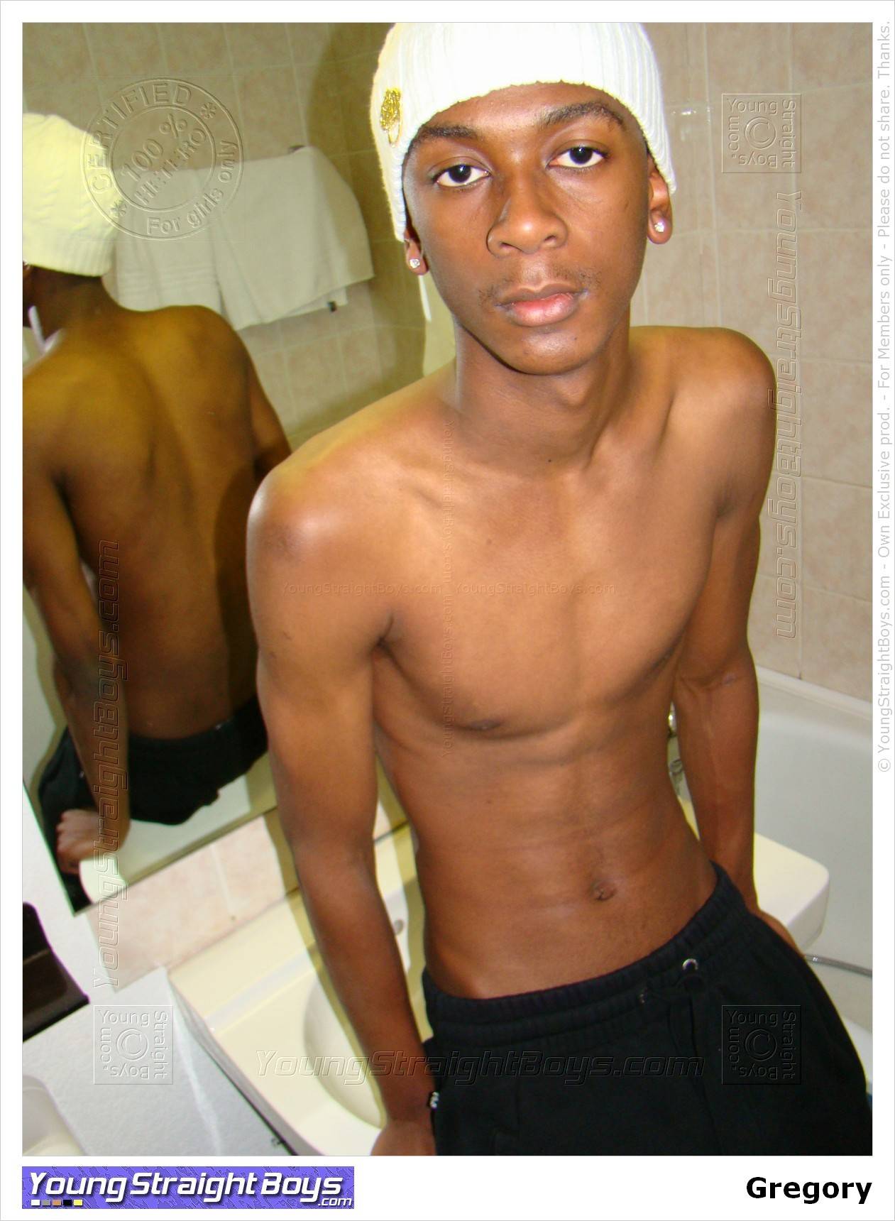 Gregory, a smooth and shy Black boy with a thin long dick, nude and cumming  - Young Straight Boys